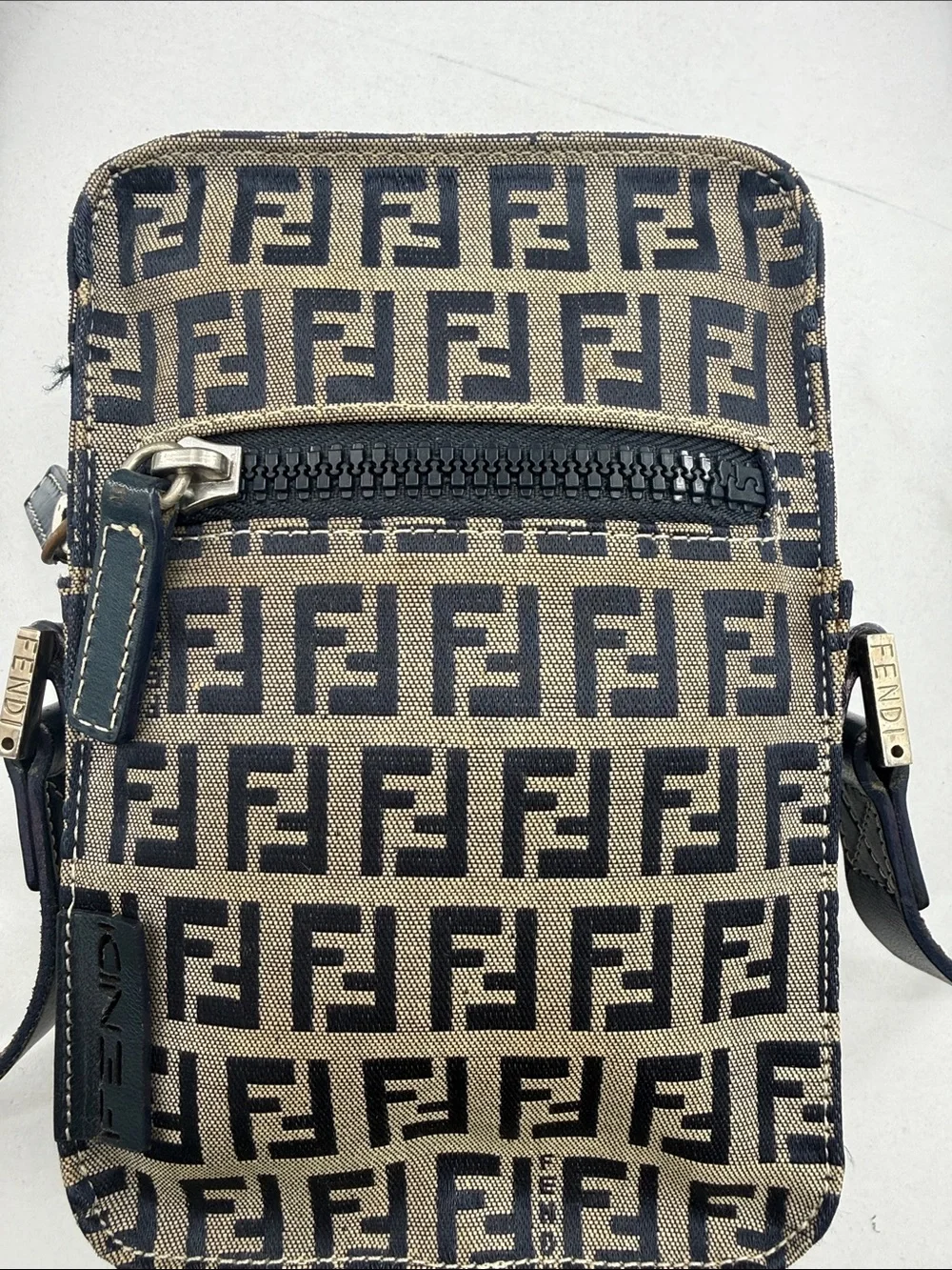 Fendi Brown and Black FF Logo Messenger Pouch